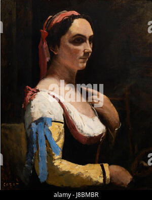 Jean Baptiste Camille Corot die italienische Frau oder Frau mit gelben Ärmel Stockfoto