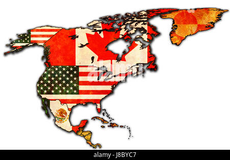 politische, Farbe, amerikanisch, Konflikt, Usa, Wand, Amerika, Kanada, Flagge, Rost, Stockfoto