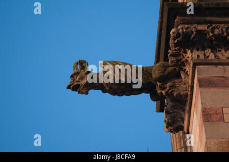 Bildhauerei, Sandstein, Dämon, schlecht, peccant, böse, böse, schlecht, schlecht, Stockfoto