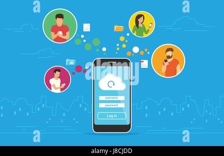 Cloud-Synchronisation-Konzeption Stock Vektor