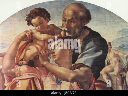 Michelangelo Buonarroti, berühmter italienischer Bildhauer, Maler, Architekt und Dichter der Renaissance, wird für Meisterwerke wie die Decke der Sixtinischen Kapelle und die Statue des David gefeiert. Seine Werke verkörpern den Höhepunkt der Renaissance-Kunst und bleiben integraler Bestandteil der westlichen Kunstgeschichte. Stockfoto