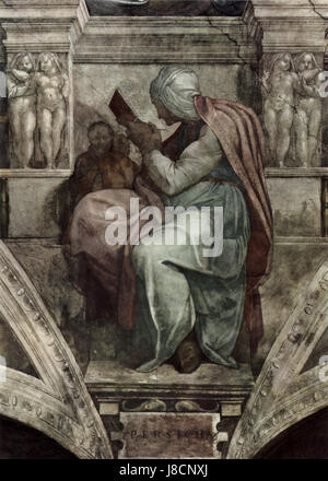 Michelangelo Buonarroti war ein berühmter italienischer Bildhauer, Maler, Architekt und Dichter der Hochrenaissance, berühmt für Werke wie die Decke der Sixtinischen Kapelle und die Statue des David. Stockfoto