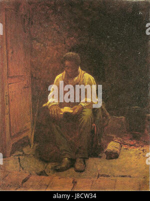 Eastman Johnsons Gemälde „der Herr ist mein Schäferhund“ zeigt eine heitere und spirituelle Szene, die die biblische Passage veranschaulicht. Das Kunstwerk ist bekannt für seine liebevolle Darstellung der Beziehung zwischen dem Hirten und der Herde, die Johnsons Beherrschung bei der Erfassung von Emotionen durch realistische Details demonstriert. Stockfoto