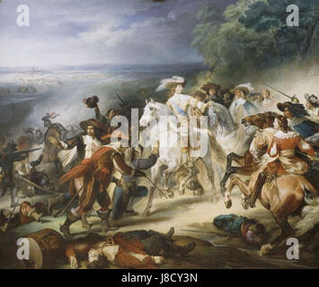 Die HeimBattleRocroy bezeichnet die berühmte Schlacht von Rocroy, die 1643 während des Dreißigjährigen Krieges ausgetragen wurde und einen bedeutenden französischen Militärsieg über Spanien markierte. Stockfoto