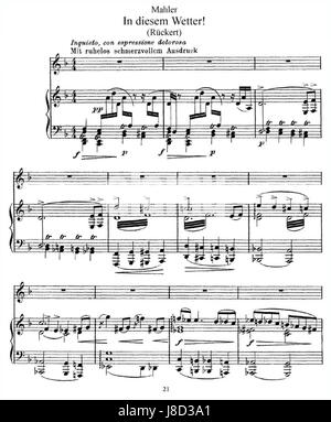 Ein Verweis auf Gustav Mahlers Kindertotenlieder, ein Liedzyklus, der 1904–1905 komponiert wurde, wobei die Zahl 217990 möglicherweise eine Katalogisierungs- oder Referenznummer angibt. Stockfoto