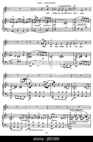 Mahlerâ Kindertotenlieder, OP. 25, ist ein Liedzyklus von Gustav Mahler. Es reflektiert Themen der Trauer und Trauer, inspiriert von den Gedichten des Dichters Friedrich RÃ¼ckertâ über den Verlust von Kindern. Stockfoto