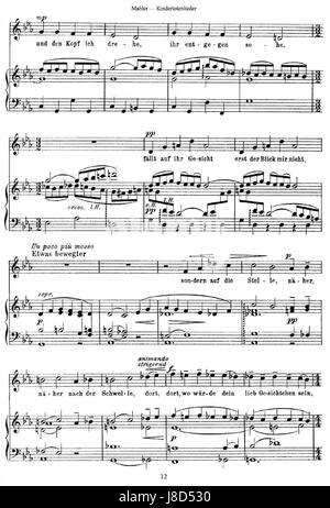 Ein Liederzyklus von Gustav Mahler, Kindertotenlieder, der sich mit Trauer, Trauer und Verlust beschäftigt. Der Zyklus, komponiert für Gesang und Orchester, basiert auf Gedichten von Friedrich RÃ¼ckert und drückt die Trauer eines Elternteils aus, der um den Tod eines Kindes trauert. Stockfoto