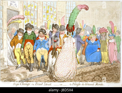 Hohe Veränderung der Bond Street Gillray Stockfoto