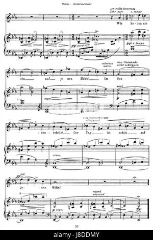 Mahlers Kindertotenlieder ist ein Liederzyklus, der Themen von Trauer und Trauer festlegt. Es spiegelt Mahlers persönliche Trauer nach dem Tod seiner Tochter wider. Stockfoto