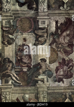 Michelangelo Buonarroti, ein berühmter italienischer Renaissance-Künstler, ist für seine Meisterschaft in Skulptur, Malerei und Architektur bekannt. Seine Werke, wie die Decke der Sixtinischen Kapelle und die Statue Davids, haben den Lauf der westlichen Kunst geprägt. Stockfoto