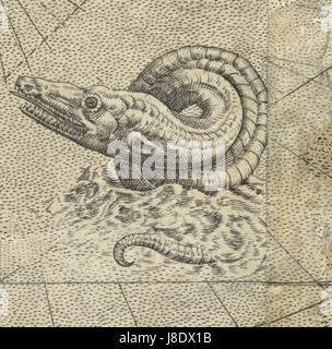 Mercator 1569 Welt Karte Detail monster Stockfoto