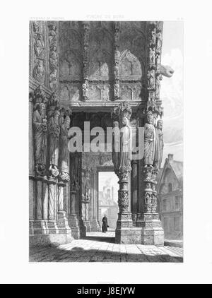 Monografie De La Cathedrale de Chartres 23 Porche du Nord Lithographie Stockfoto
