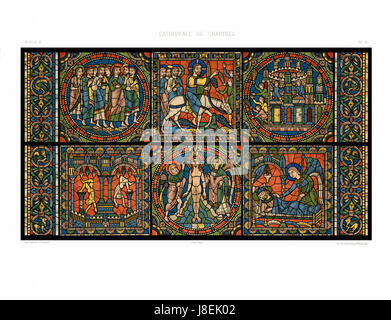 Feuille D Monografie De La Cathedrale de Chartres Atlas Vitrail De La vie de Jesus Christus Restored Version 73 2 Stockfoto