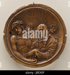 Wehklage über dem toten Christus, von Hans Schwarz, Augsburg, um 1520, Nussbaumholz Bode-Museum-DSC03302 Stockfoto