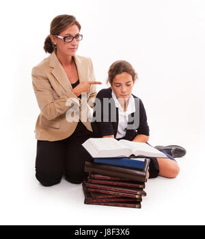 Frau, Studie, Lehrer, Bildung, isoliert, Teen, Blank, europäischen, kaukasischen, Stockfoto