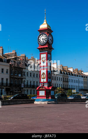 Die Jubilee Clock errichtet im Jahre 1887 das 50. Jahr der Herrschaft von Königin Victoria zum Gedenken an. Jeder Fläche der Welle trägt zwei Panels Stockfoto