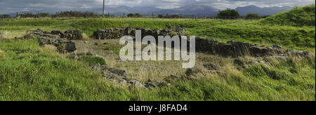 Panorama, Llys Rhosyr, Gericht der Welsh Princes, Anglesey, Stockfoto