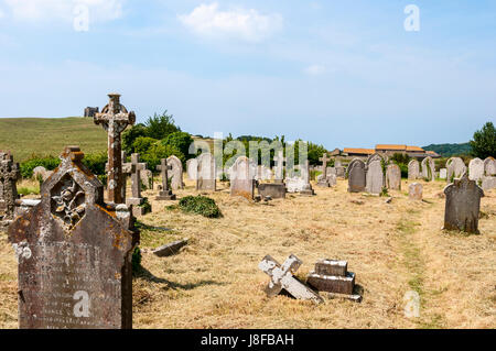 Der Friedhof von St. Nikolaus gebaut als Pfarrei Kirche von Abbotsbury, an der Seite der Abtei von St. Peter, in dem späten 14. oder frühen 15. Jahrhundert Stockfoto