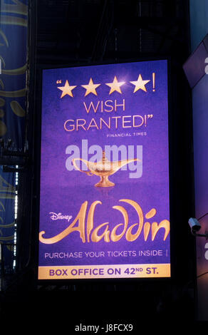 Aladdin das Broadway-Musical, eine Disney-Produktion im New Amsterdam Theatre in New York City Stockfoto