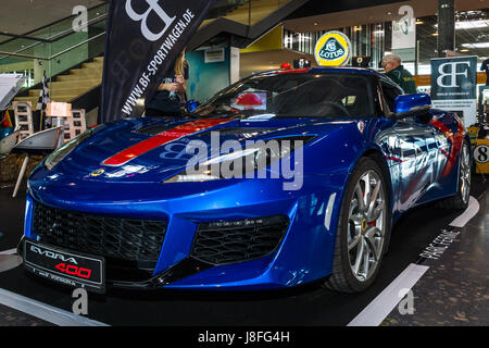 Sportwagens Lotus Evora 400 ESSEX von BF-Motorsport Disign, 2016. Europas größte Oldtimer-Messe "RETRO CLASSICS" Stockfoto