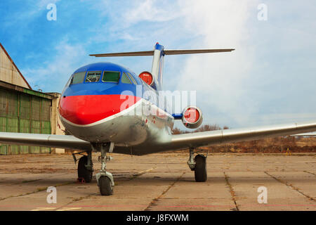 Ein Blick auf einen alten Motor angetrieben Turboprop Flugzeuge. Stockfoto