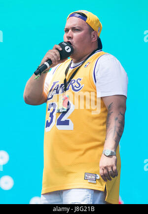 Radio 1 DJ Charlie Sloth bei BBC Radio 1's Big Weekend bei Burton Constable Hall, Burton Constable, Skirlaugh im Rumpf. Stockfoto