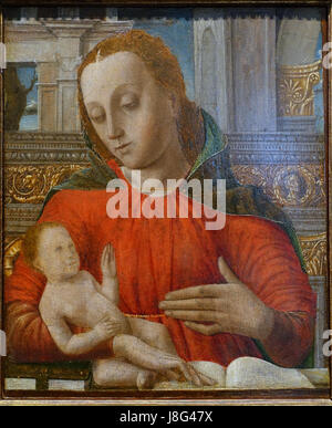 Madonna mit Kind, Anhänger von Bartolomeo Suardi, genannt Bramantino, Mailand, um 1500, Öl auf Holz Blanton Museum of Art Austin, Texas DSC07721 Stockfoto