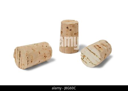 Drei Flaschen Stopfen isoliert auf weißem Hintergrund Stockfoto