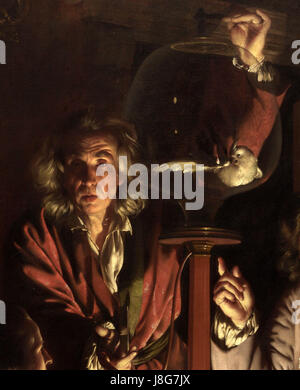 Joseph Wright of Derby. Ein Experiment auf einem Vogel in der Luftpumpe. Detail.Bird Stockfoto