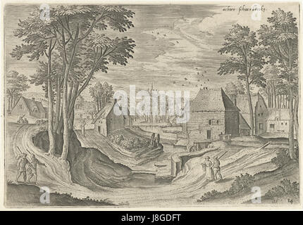 Gezicht Op de Omgeving van Schaarbeek, Hans Collaert (I), Naar Hans Bol, Jacob Grimmer, 1530 1580 Stockfoto