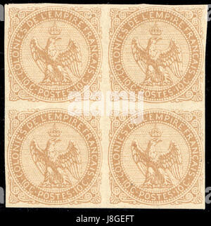 Frankreich Kolonien 1859 Sc3 ungenutzte Viererblock Stockfoto
