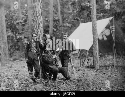 John Gibbon, General Winfield S. Hancock und Generäle Francis C. Barlow, David B. Birney Stockfoto