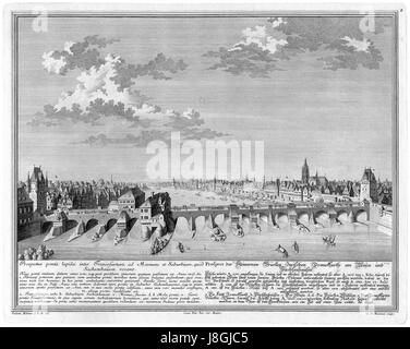 Frankfurt Am Main Salomon Kleiner DFFFM 002 Aussicht auf der Steinernen Tisches Zwischen Francfurth bin Medikamentenabgabe Und Sachsenhausen Stockfoto