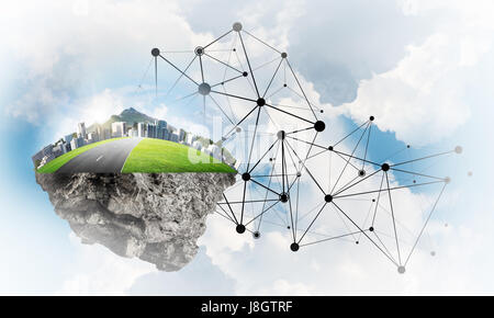 Konzept der modernen Netzwerktechnologien und grünen Öko Bau Stockfoto