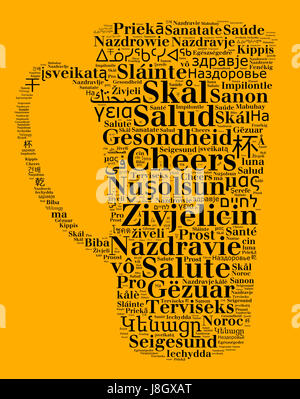 Wort-Jubel in verschiedenen Sprachen word Cloud-Konzept Stockfoto