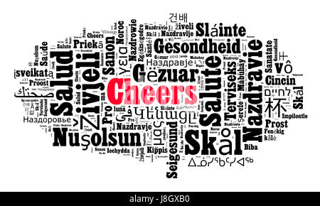 Wort-Jubel in verschiedenen Sprachen word Cloud-Konzept Stockfoto