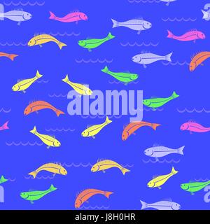 Farbige Fische nahtlose Muster Stock Vektor