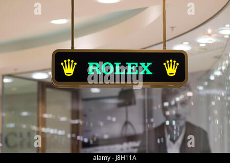 Verkauf von Luxus Rolex-Uhren. Stockfoto