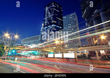 Ort, Stadt, Verkehr, Transport, Nacht, Nacht, Bauart, Stockfoto