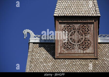 Kirche, Harz, Schindeldach, blau, Detail, historische, Religion, Weltanschauung, Stockfoto