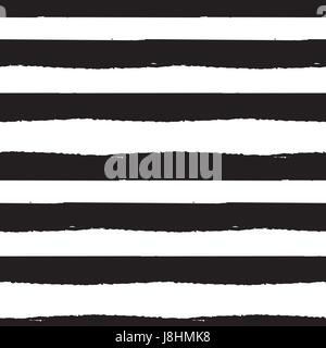 Schwarz und weiß Farbe Pinselstriche nahtlose Vektormuster. Pinsel schmieren Fett Streifen weißen Hintergrund. Stock Vektor