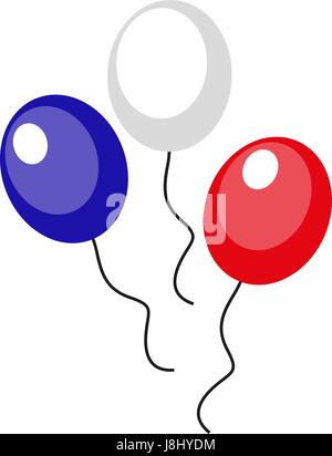 Luftballons blau, rot, weiße Symbol, flachen Stil. 4. Juli-Konzept. Isoliert auf weißem Hintergrund. Vektor-Illustration. Stock Vektor