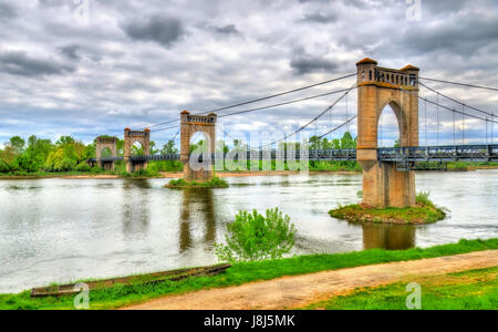 Hängebrücke über die Loire in wickelten, Frankreich Stockfoto