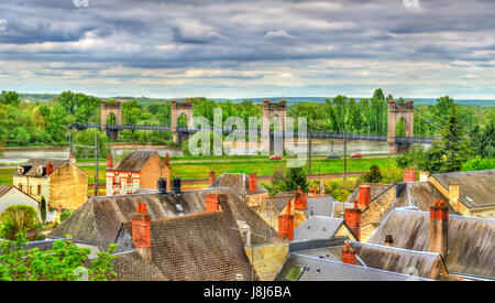 Blick von der Hängebrücke über der Loire in wickelten, Frankreich Stockfoto