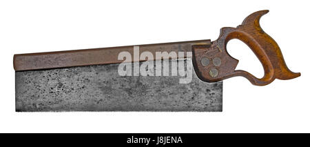 Holzbearbeitung, Klinge, Retro, Handsäge, alte, Cooper, Werkzeug, Objekt, isoliert, Stockfoto