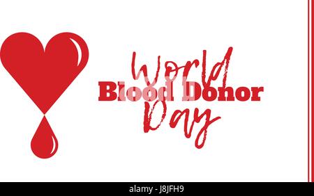 Weltblutspendetag, Juni 14. Vektor-Illustration isoliert auf weiss. Herz mit einem Tropfen Blut, symbolisiert Spende und Nächstenliebe. Stock Vektor