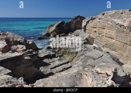 Küste in der Nähe von ses Covetes, mallorca Stockfoto