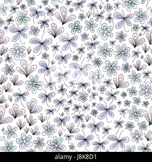 Hand gezeichnet Abstraktheit Blumenmuster. Vektor-stilisierte Feld nahtlose Hintergrund. Bunte Pastellfarben Textur. Stock Vektor