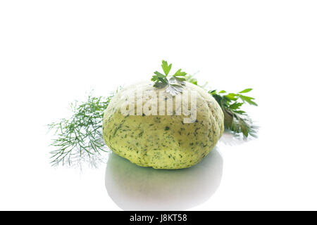 Grünen Teig mit Dill und Petersilie Stockfoto