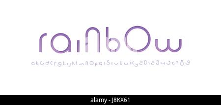 Runde Stil Alphabet Buchstaben und zahlen. Vektor, minimalistische Font Schriftgestaltung. zeitgenössische, regelmäßige Schriftzug. geometrische, dekorative Schriftsatz. m Stock Vektor